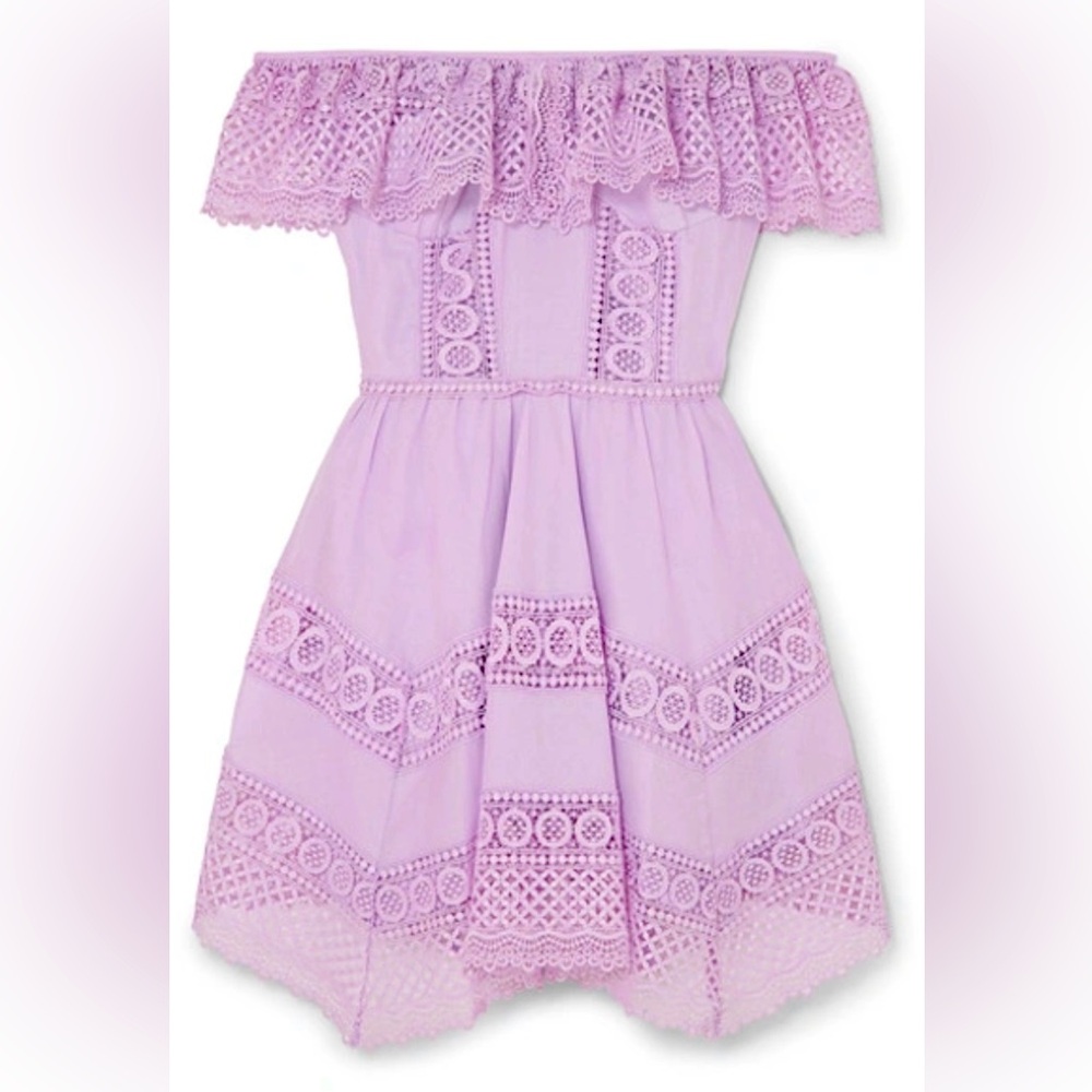 Charo Ruiz Lavender Off the shoulder mini dress